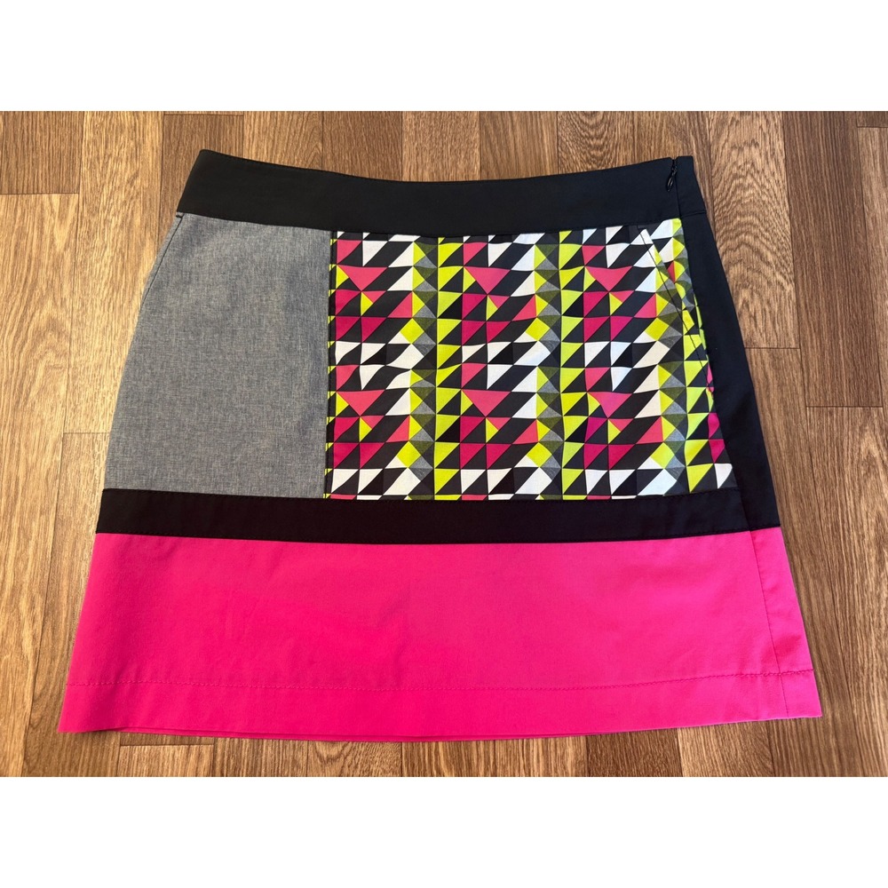Annika Cutter & Buck Pink Geometric Colorblock Golf Skort Womens 8‎ LAB04701